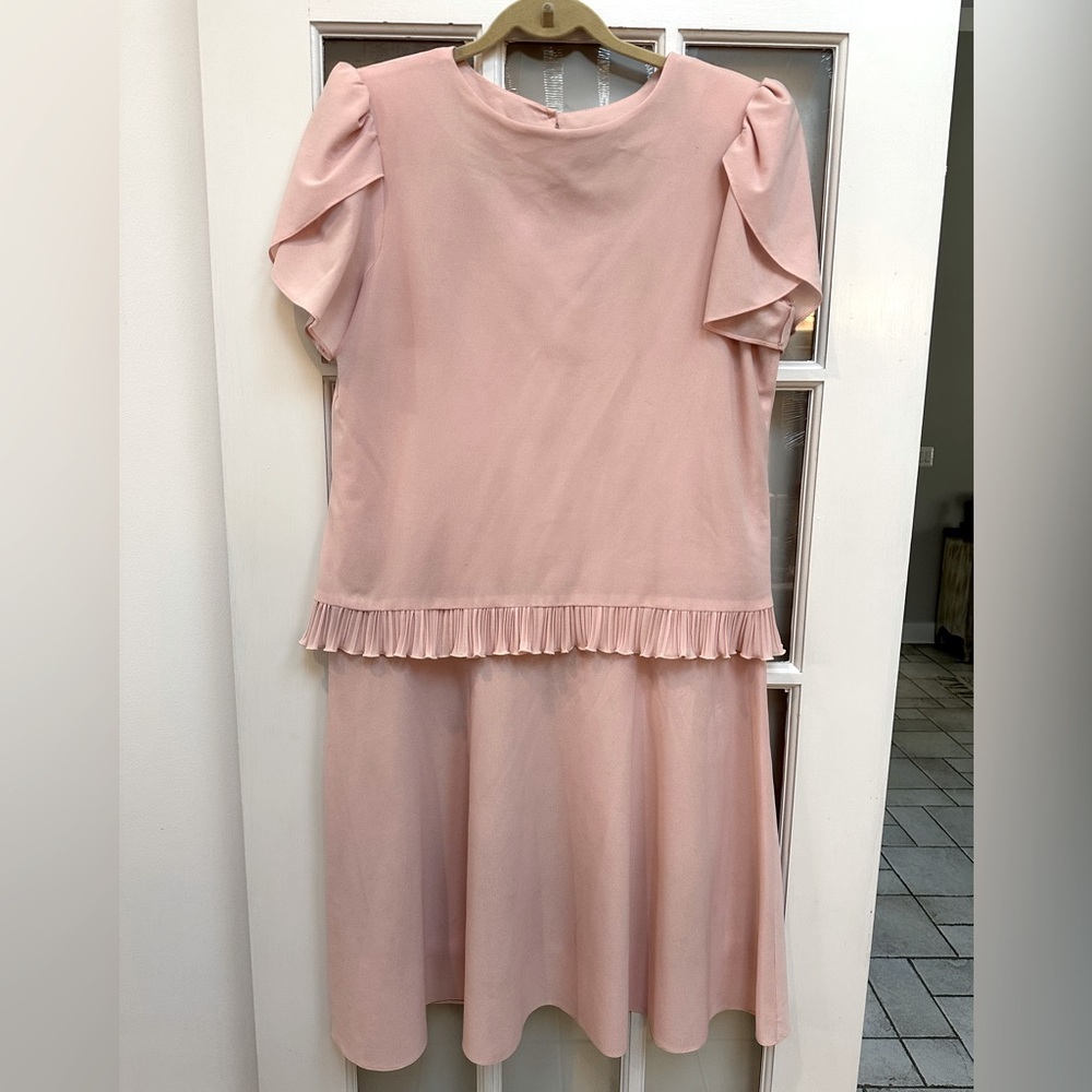 Vintage Boston Maid Light Blush Pink Flapper Ruffle Dress Women’s Size 12 Large